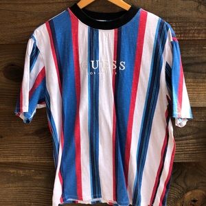 GUESS Striped Branded Logo T-Shirt